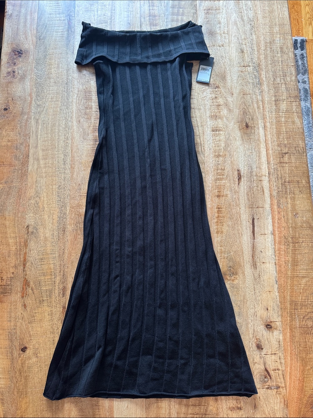 Guess sleeveless Off-Shoulder Mirage Ribbed Maxi Dress - Black Small NEW NWT - Picture 1 of 6